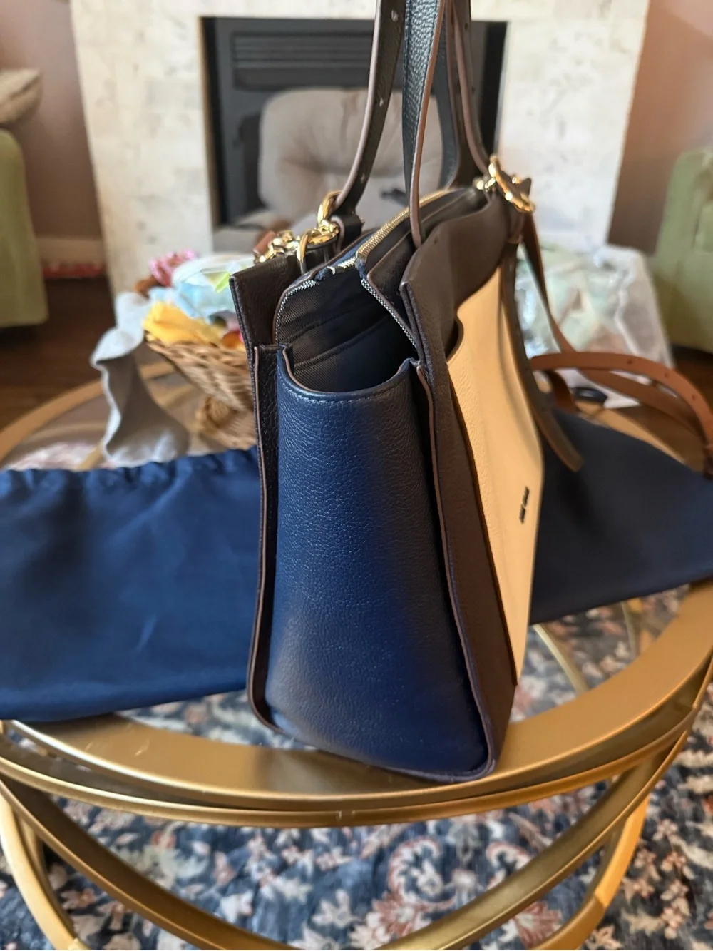 Cole Haan three-Tone Leather Tote - Brown & White